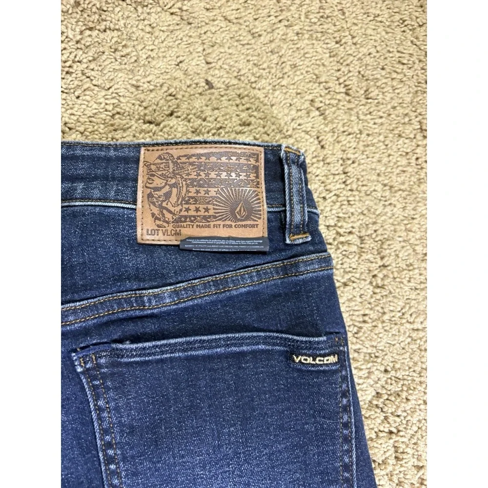 Volcom Jeans Men's 30 Vorta Slim Straight Dark Blue Denim Low Rise Skater Surf